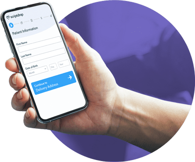 A smartphone showing ScriptDrop's delivery app